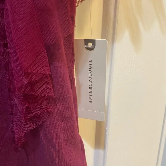 Anthropologie Pilcro Tulle Mesh Tee in Raspberry - Picture 5 of 12